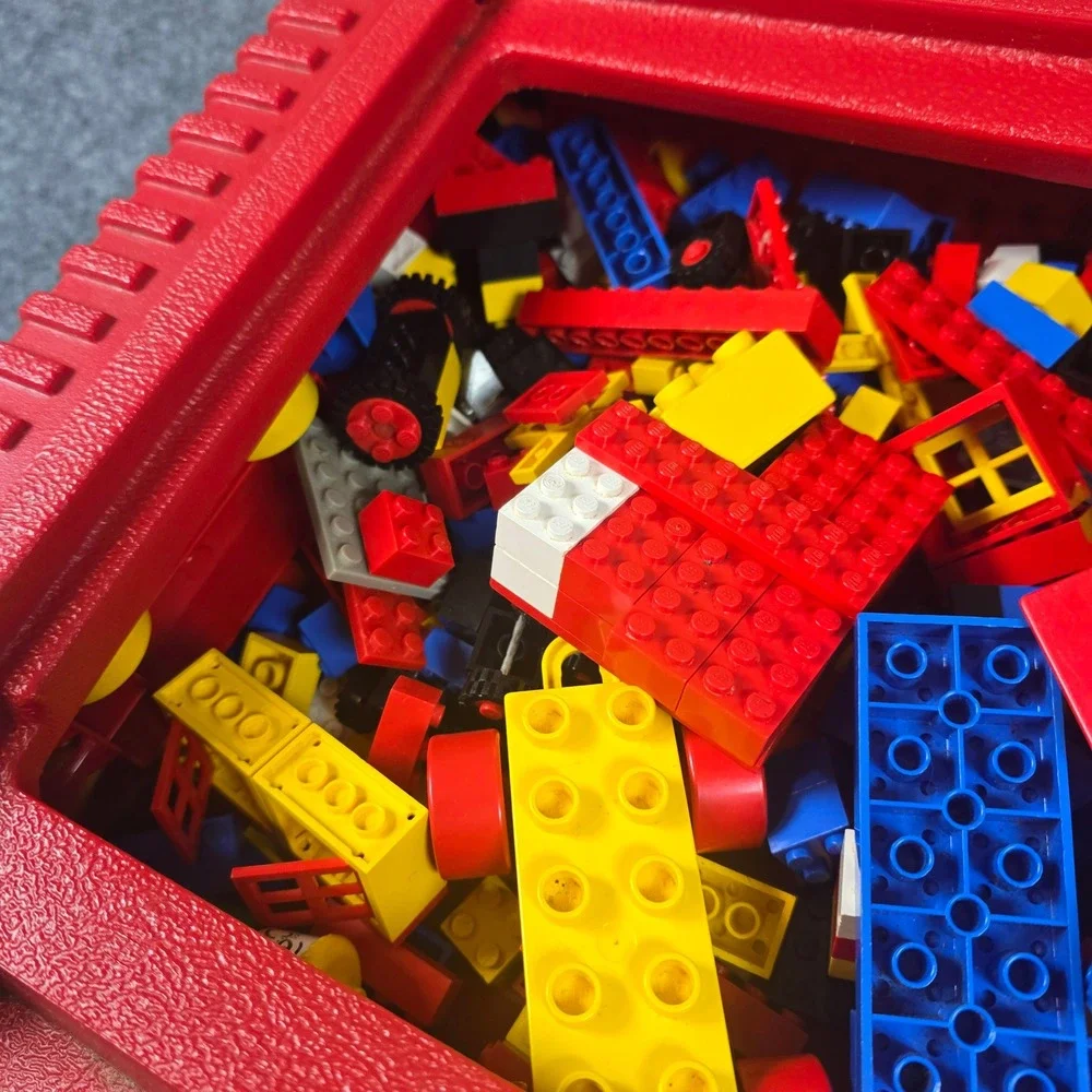 Vintage Red LEGO Carry Case Storage Box‎ with Assorted Building Blocks Bricks